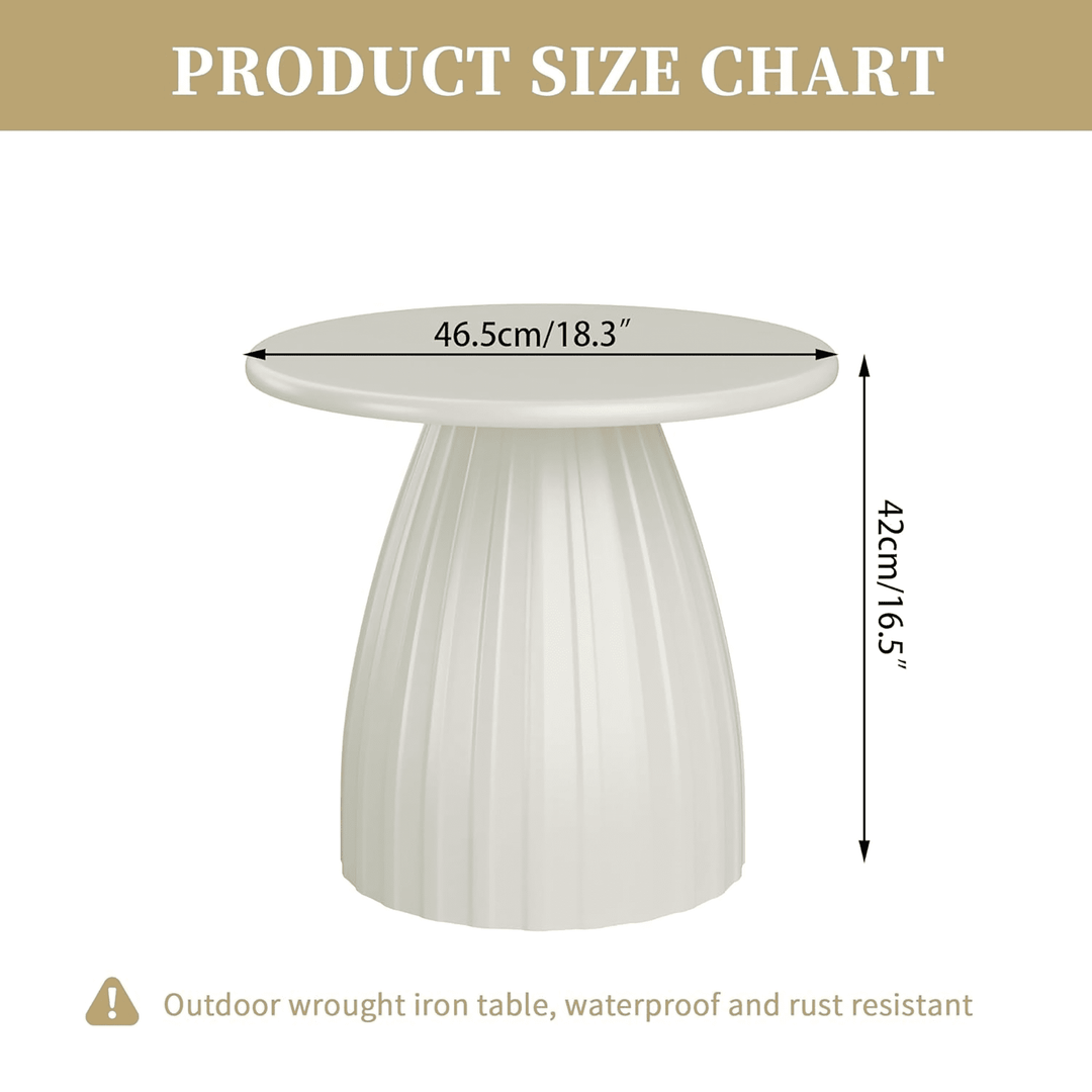 Oubayajia Round Side Table, Small Couch End Table Drink Table, Metal, White