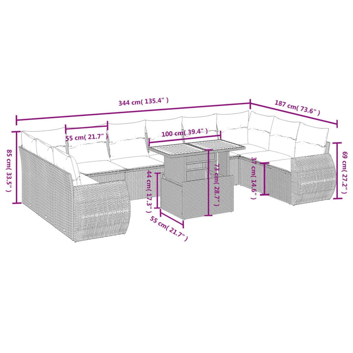 vidaXL Garden Sofa Set Black