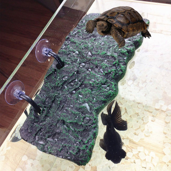 Ciwanning Floating for Turtle Basking Platform with Suction Cups Resin Island Dock for Aquatic Turtles Climbing Height Adjustable