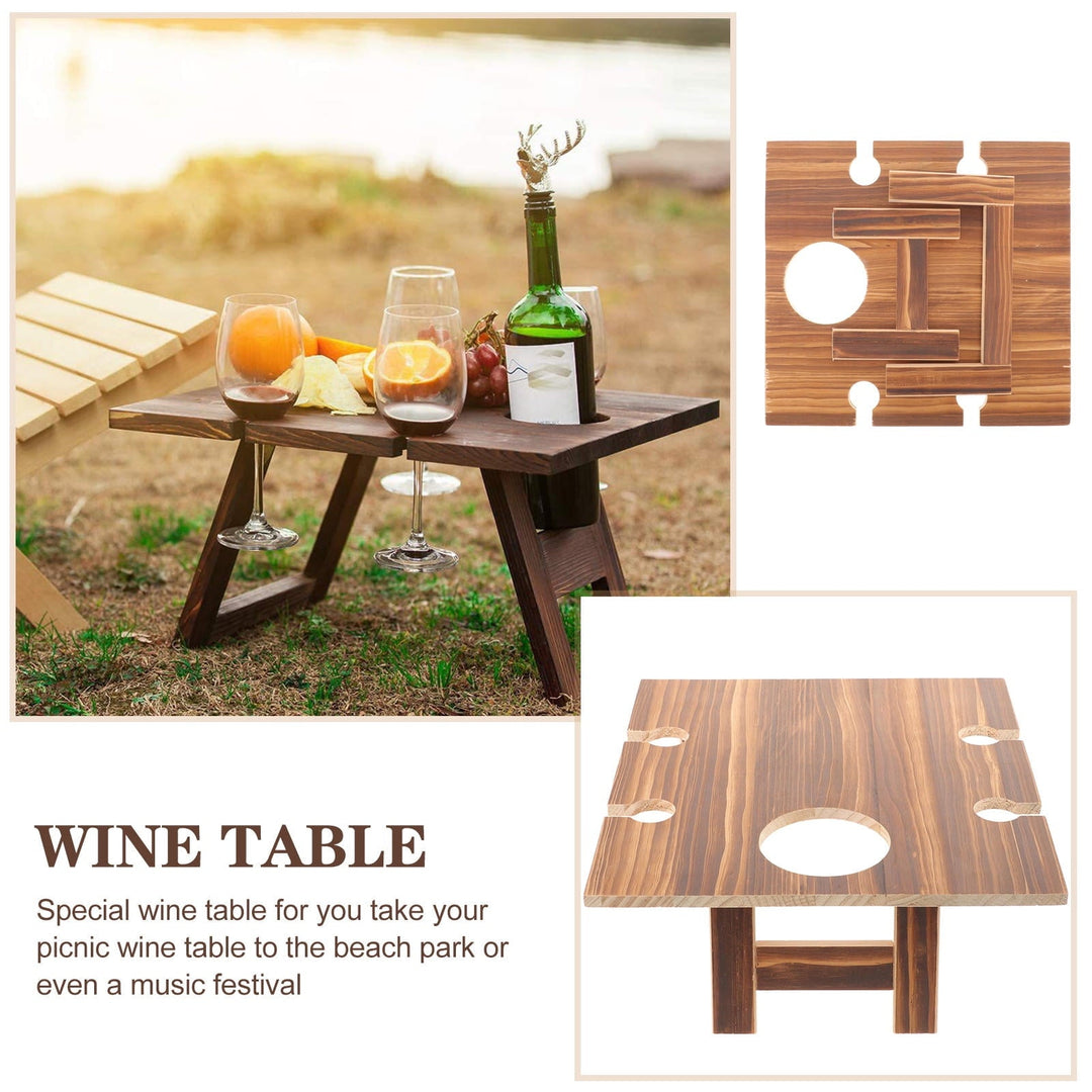 NICEXMAS 1Set Rustic Design Coffee Square Folding Wood Picnic Table for Outdoor Use 30X28in