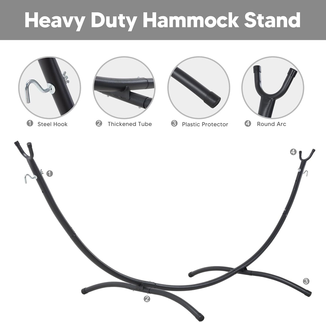 SUNCREAT Hammocks Standing Patio Hammock, Portable Hammock with Stand Foldable, Dark Gray