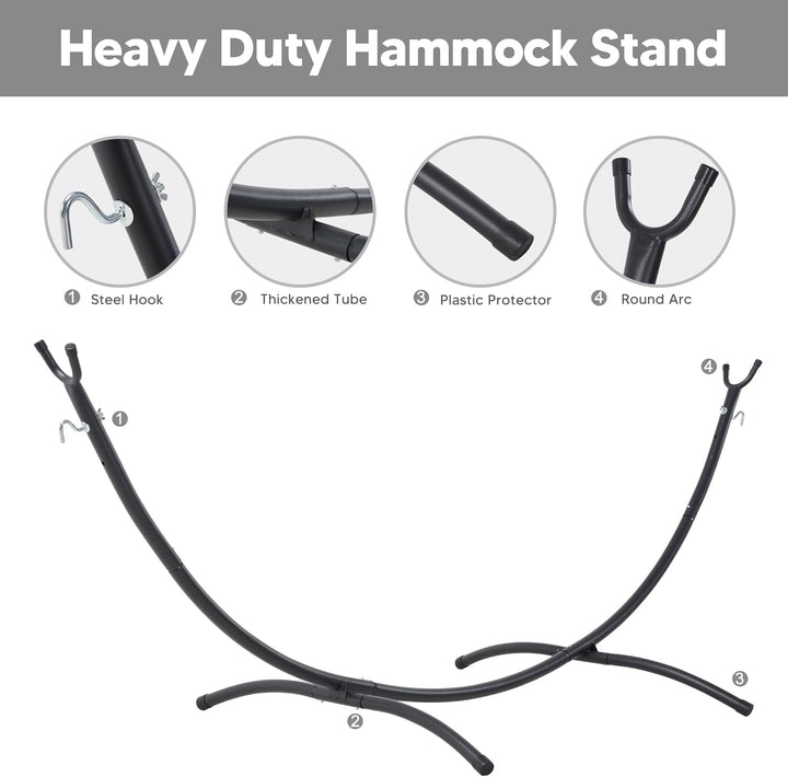 SUNCREAT Hammocks Standing Patio Hammock, Portable Hammock with Stand Foldable, Dark Gray