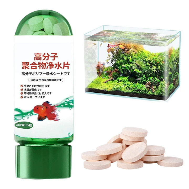 Aquarium Water Clarifier Tablets, Fast-Dissolving Polymer Formula for Fish Tanks & Ponds, 30 Tablets to Eliminate Cloudiness & Algae Bloom