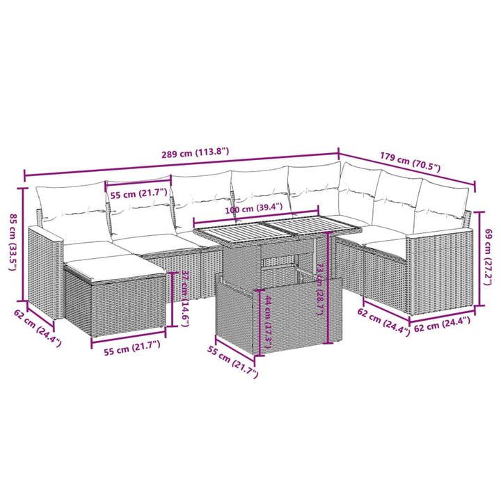 vidaXL Garden Sofa Set Black PE rattan Large Modular Garden Sofa Set