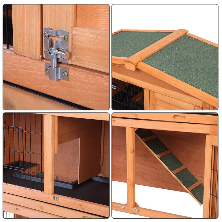 ZephyPaws  Chicken Coop Large Wooden Outdoor Bunny Rabbit Hutch Hen Cage with Ventilation Door,40" Triangle Roof Waterproof  Small House Chicken Coop Natu