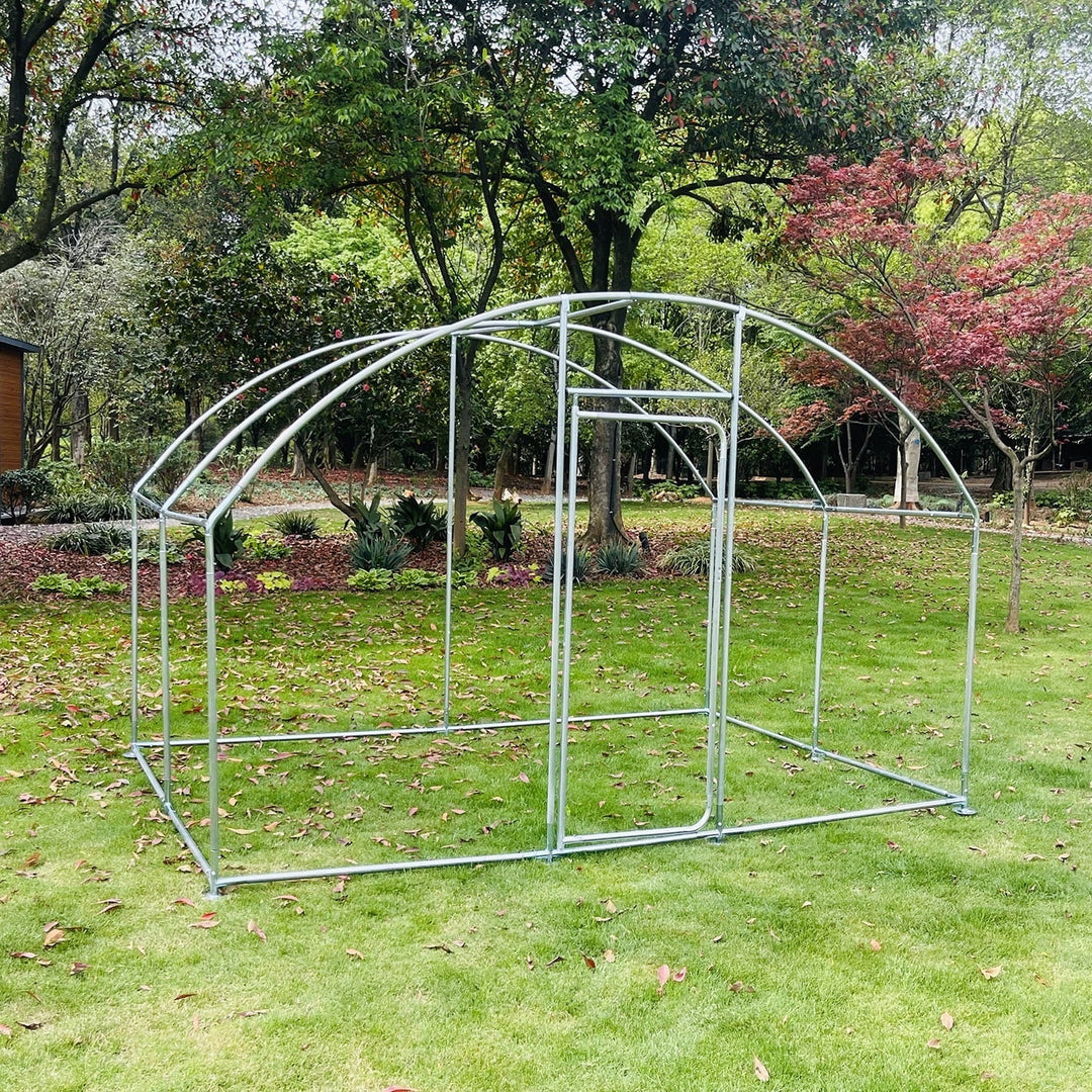 Large Metal Chicken Coop with Roof and Run for 6-10 Chickens, Walk-in Outdoor Chicken Runs for Yard with Waterproof Cover