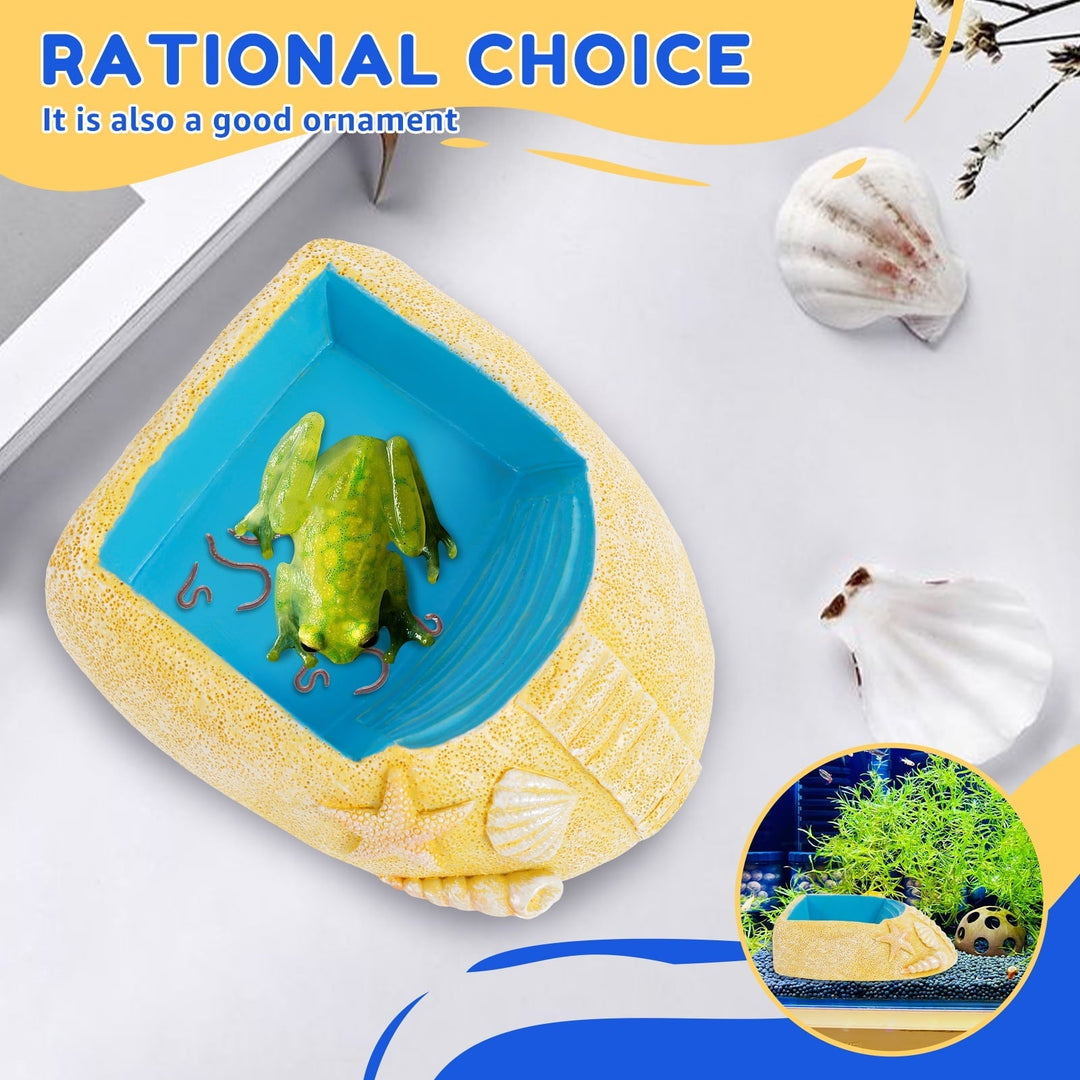 Keyohome Resin Hermit Crab Water Bowl with Climbing Ramp Cute Beach Style Hermit Crab Water Pool for Small to Medium Turtles Lizard Frog Gecko