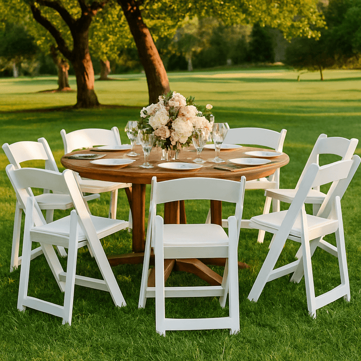 Fenbeli 4 Pack White Resin Folding Chairs with Padded Seats - Indoor/Outdoor Folding Chairs for Events Lightweight Foldable Chairs