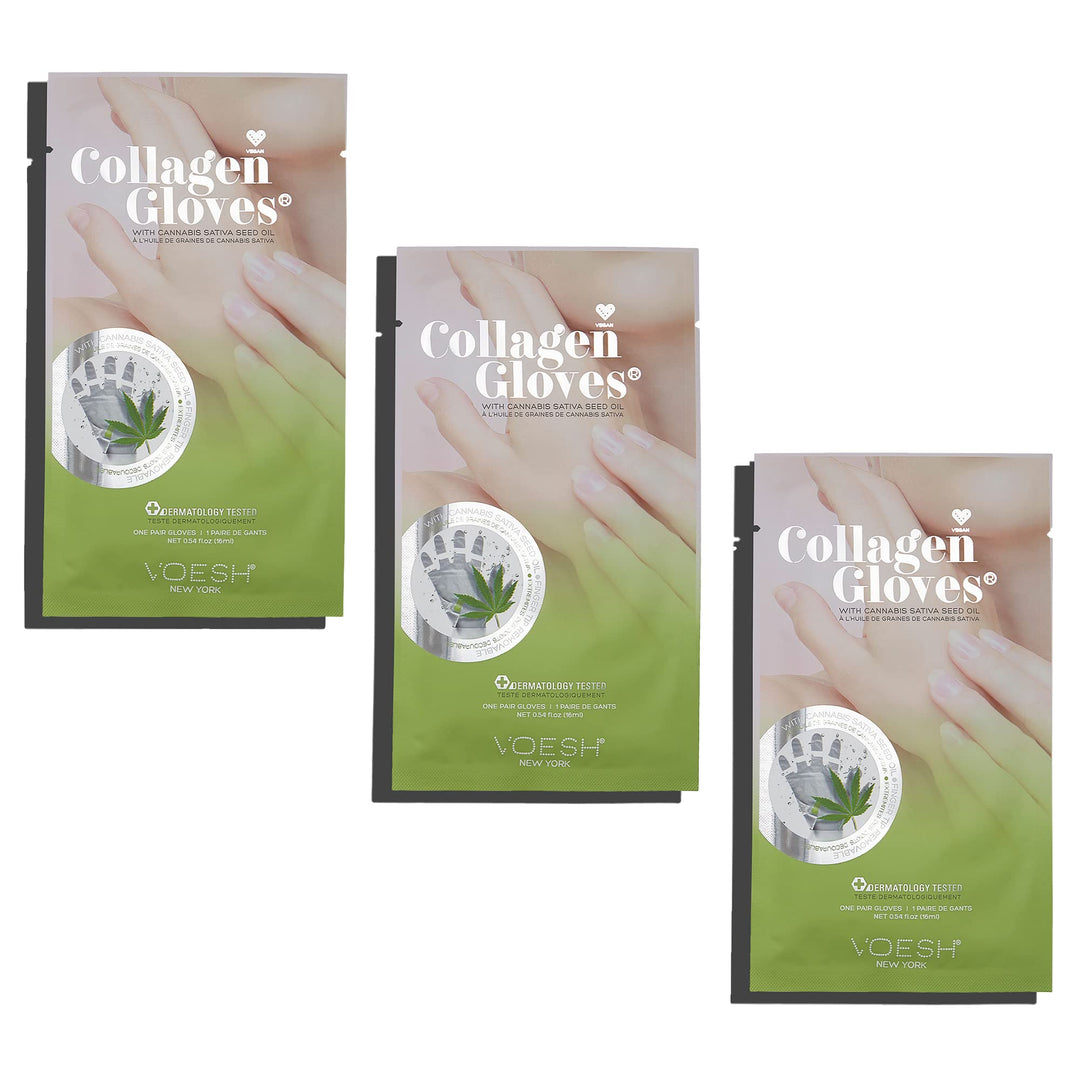 VOESH Collagen Gloves, Vegan Hand Masks, Herb Seed Oil, 3 Pack, Moisturizing Hand Mask, Lotion Gloves, Hydrating Gloves, Hand Care, Spa Manicure Gloves, Dry Hand Treatment