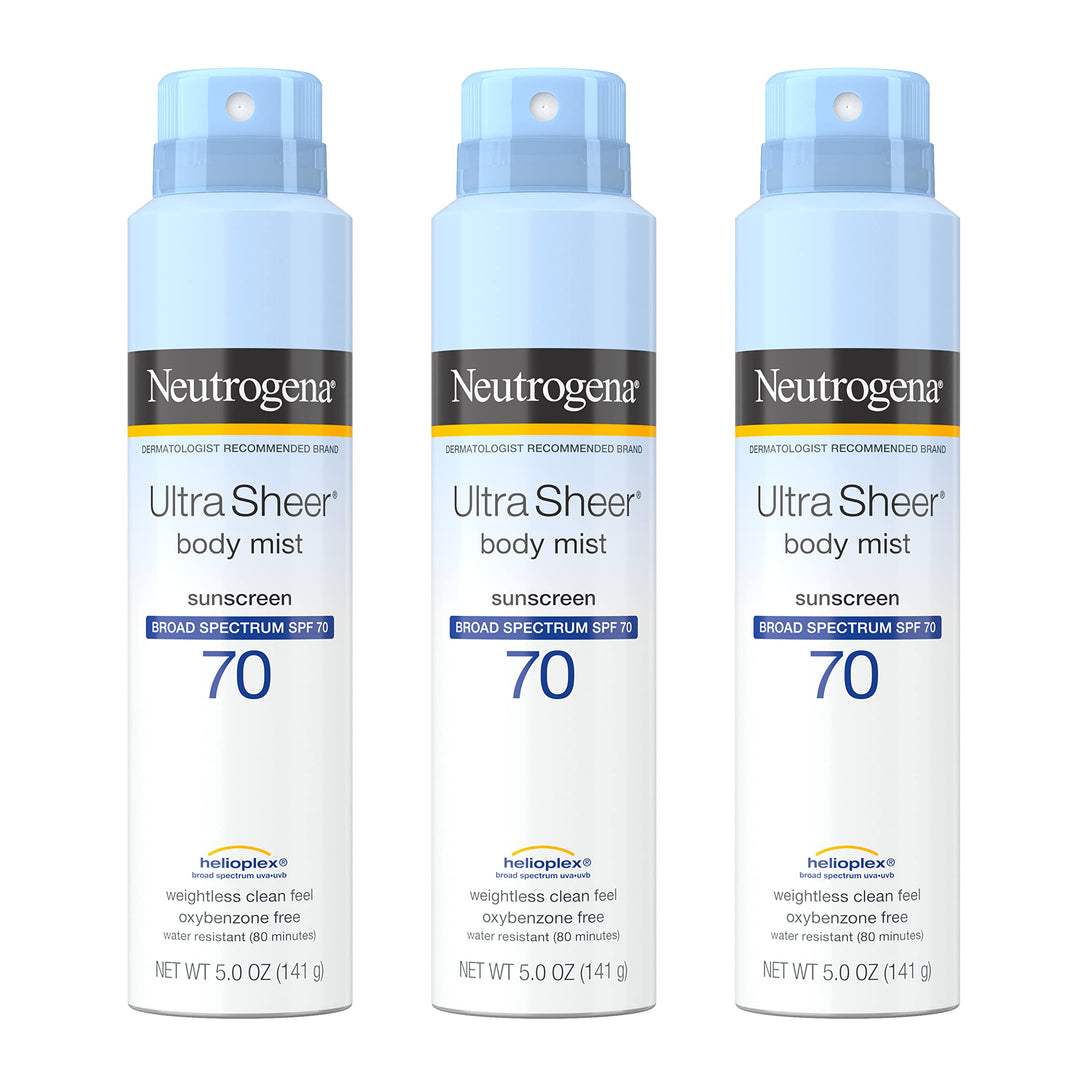 Neutrogena Sunscreen Spray, Ultra Sheer Body Mist, Broad Spectrum Spf 70, Non-Greasy Water Resistant Body Sunscreen Mist, Non-Co
