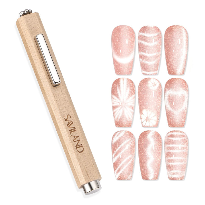 SAVILAND Cat Eye Magnetic for Nail: 3-in-1 Cat Eye Gel Nail Polish N35 Neodymium Strong Suction Magnet Wand Stick Diverse Effect Double Ended Manicure Salon Design Art Tools Set Accessories