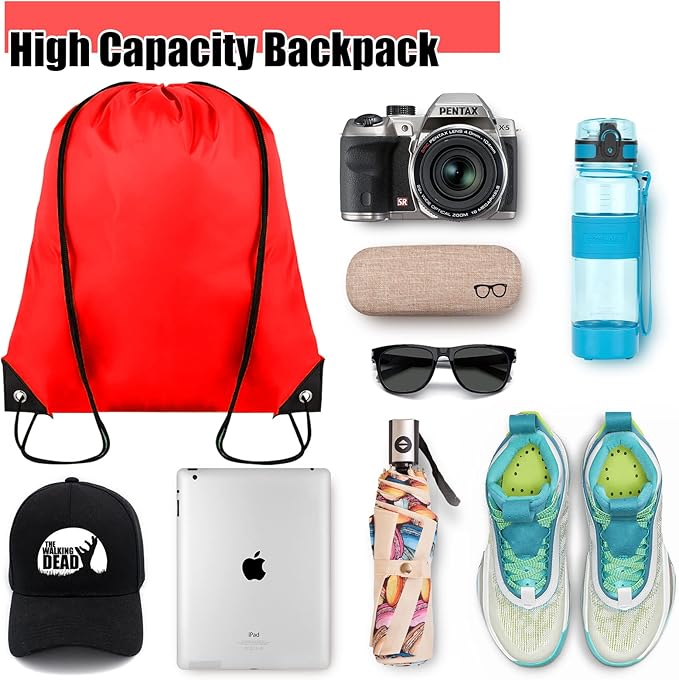 60 Pieces Drawstring Backpack Bulk Cinch Sackpack Ployster Drawstring Bags for Gym Party Trip(Red)