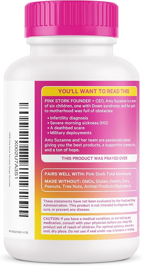 Pink Stork Turmeric Ginger Gummies - Turmeric and Ginger for Digestion, Detox, Gas, Energy Support, Immune Health - 60 Spiced Apricot Bloating Supplements