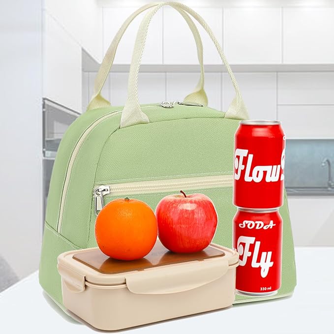 FlowFly Lunch Bag Tote Bag Lunch Organizer Lunch Holder Insulated Lunch Cooler Bag for Women/Men, Prairie Green