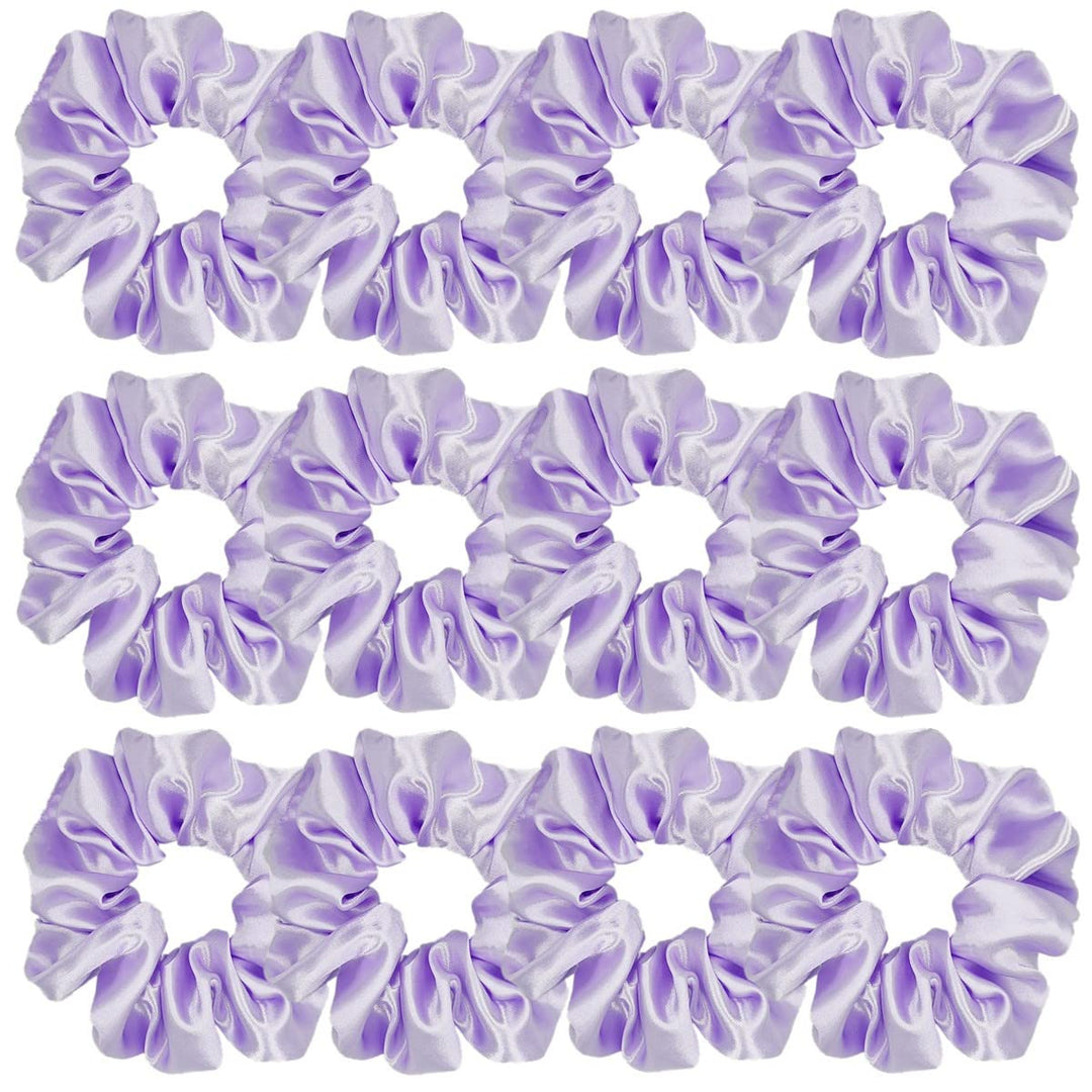 Sufermoe 12 Pcs Satin Silk Hair Scrunchies, Light Purple (4.5 Inch) Soft Hair Ties For Women And Girls - Versatile Hair Accessor