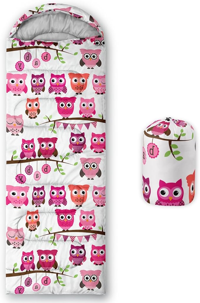 AILONEN Cartoon Fox Camping Sleeping Bag for Boys Girls Adults,Lightweight & Waterproof,3 Season Warm & Cold Weather,Portable,Kawaii Fox Printed Sleeping Bag,Traveling,Camping,Hiking