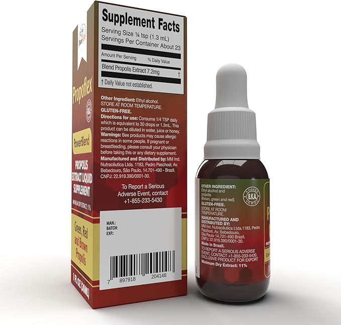 Beelife Red Bee Propolis Extract,100% Pure Extract Bee Propolis Tincture, High Artepillin-C Levels - Natural Immune Support- from Brazil, Certified ISO 22000, Kosher (30ml/ 1Fl.Oz)