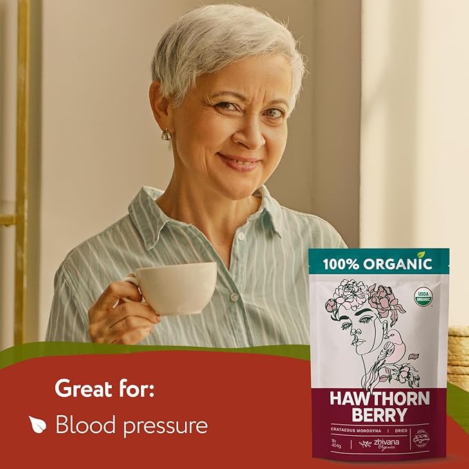 Extra Large 2lb Bag - Hawthorn Berry Tea Organic - Dried Hawthorn Berries Whole - Hawthorne Tea - Healthy Blood Pressure, Heart Health, Immune Support