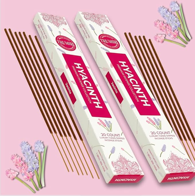 Hyacinth Incense Sticks - Total 40 Insence-Sticks - Dual Pack of 20 Insense - Inciensos - Inscents - Natural Non Toxic Ingredients - Incents - Incence - Inscense - Insents