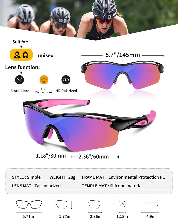 Polarized Sports Sunglasses for Men Women Youth Baseball Cycling Running Driving Fishing Tennis Golf Motor TAC UV400 TR90