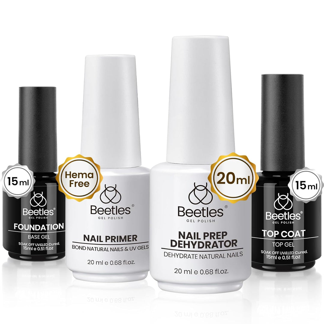 Beetles 3Pcs Builder Nail Gel Set | 15ml No Wipe Top Coat & Base Coat | Long-Lasting Shine for Women