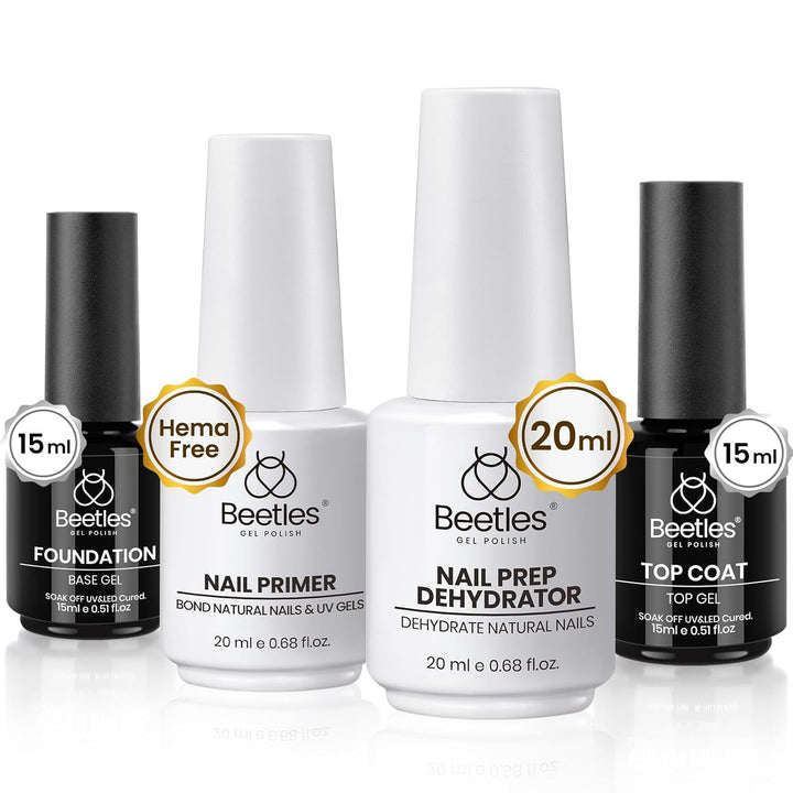 Beetles 3Pcs Builder Nail Gel Set | 15ml No Wipe Top Coat & Base Coat | Long-Lasting Shine for Women
