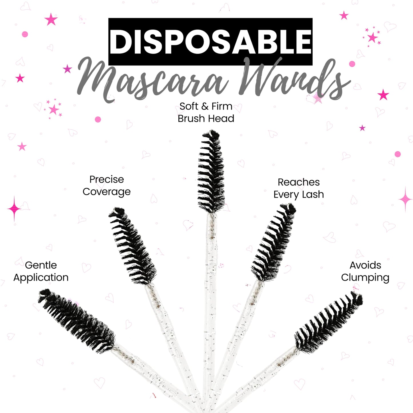 110pcs Eyebrow Spoolies, Premium Disposable Eyelash Brushes Spoolies, Disposable Mascara Wands, Eyelash Spoolies Eyebrow, Cosmetic Make-Up Tools (Crystal Black), Perfect For On-The-Go Grooming Needs