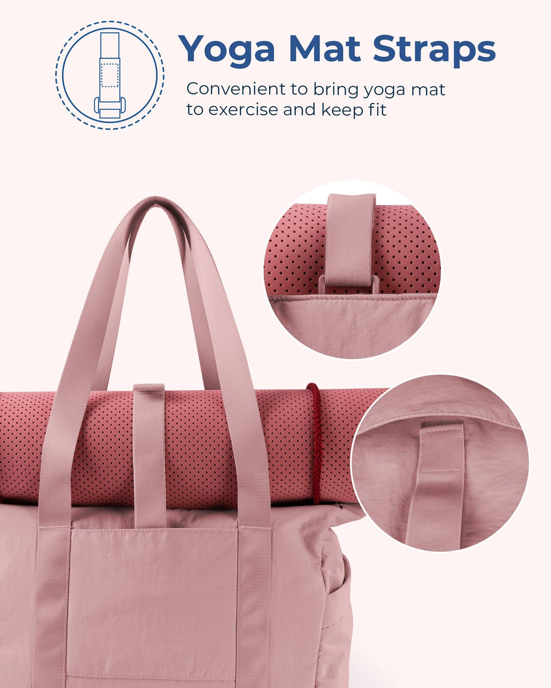 BAGSMART Tote Bag for Women with Zipper, Gym Tote with Compartments, Laptop Work Tote Nurse Dance Yoga Bag for Sport, Travel