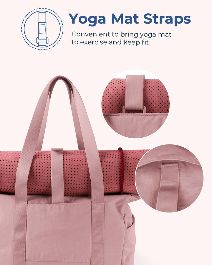 BAGSMART Tote Bag for Women with Zipper, Gym Tote with Compartments, Laptop Work Tote Nurse Dance Yoga Bag for Sport, Travel