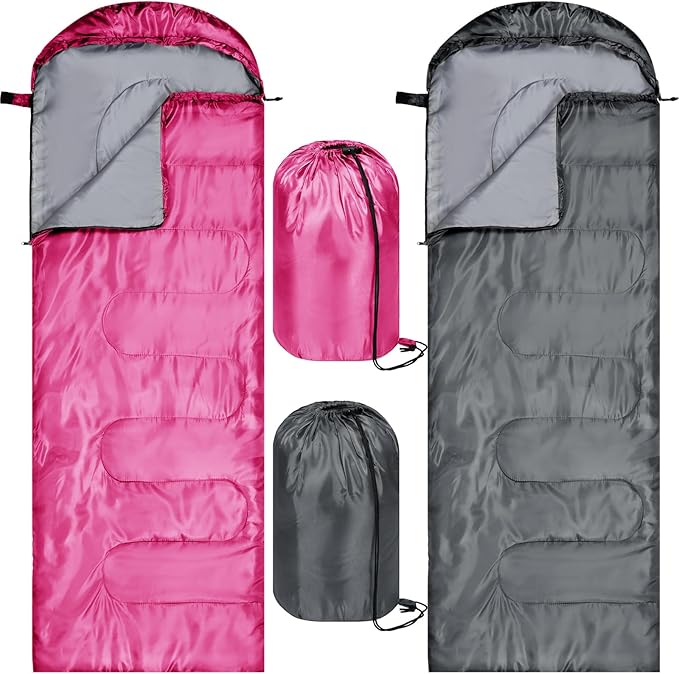Tudomro 2 Pcs Camping Sleeping Bag for Adults, Lightweight Packable Waterproof Camping Gear Equipment to Keep Warm for Spring Summer Fall Indoor Outdoor Backpacking Hiking Travel