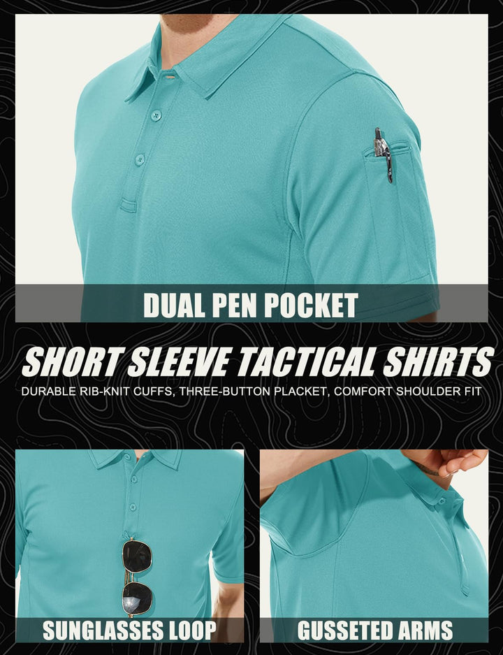 MAGCOMSEN Short Sleeve T Shirts for Men Polo Shirts for Men Golf Polos for Men Fall Shirts Mens Fishing Shirts Work Shirts Casual Quick Dry Golf Polo Shirts for Men