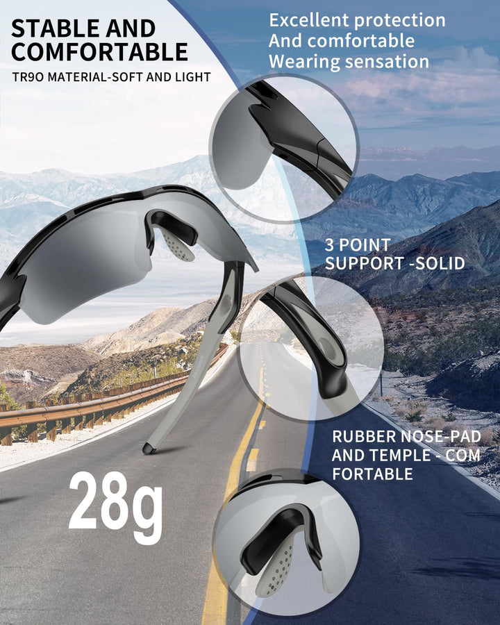 Polarized Sports Sunglasses for Men Women Youth Baseball Cycling Running Driving Fishing Tennis Golf Motor TAC UV400 TR90
