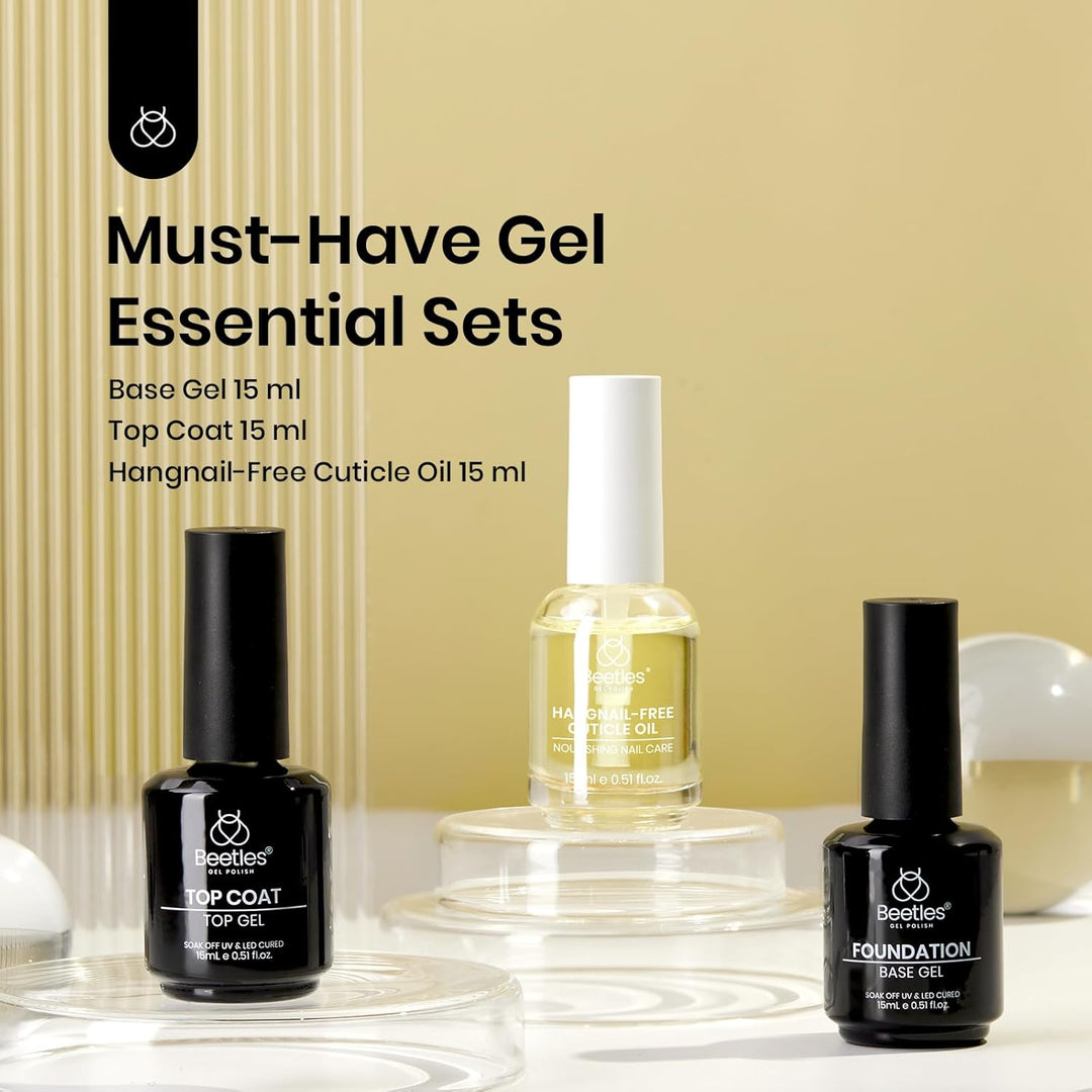 Beetles Matte Gel Top Coat & Base Coat Set | 3Pcs 15ml | Long-Lasting Nail Polish for Women