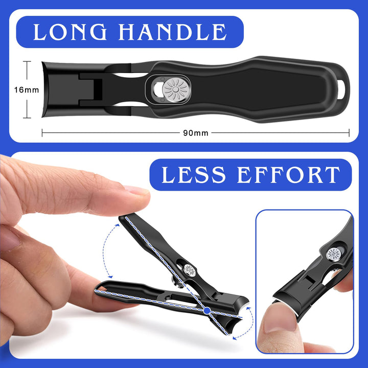 German Nail Clippers for Men with Catcher, Heavy Duty Toe Nail Clippers for Thick Nails Seniors, Portable Ultra Sharp Fingernail Clippers with Wide Mouth, Anti Splash Stainless Steel Nail Cutters