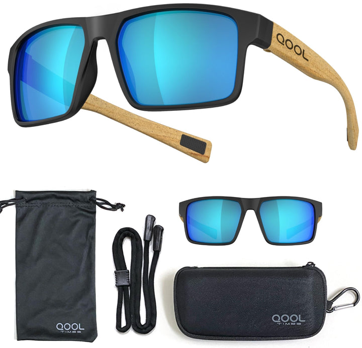 QOOL TIMES Living out your QoolTime F1A Square Polarized Blue Sunglasses Men Women Fishing Running Driving
