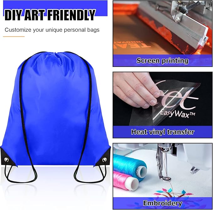 60 Pieces Drawstring Backpack Bulk Cinch Sackpack Ployster Drawstring Bags for Gym Party Trip(Navy Blue)