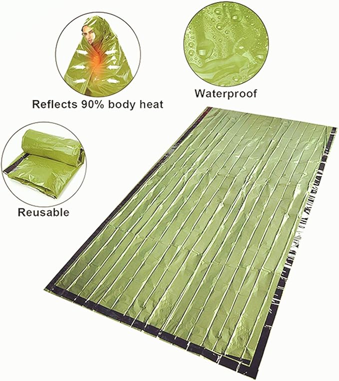 2-Person Emergency Sleeping Bag, Ultra Lightweight Waterproof Thermal Bivy Sack Cover, XL Emergency Shelter Survival Kit for Hiking Outdoor Camping …