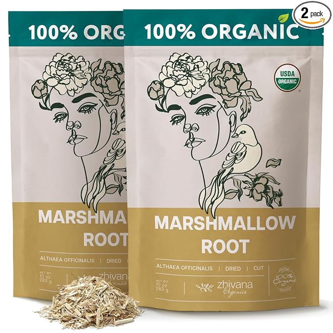Organic Marshmallow Root (2 Pack) – All-Natural, Pure Herbal Tea for Soothing Throat & Digestive Health