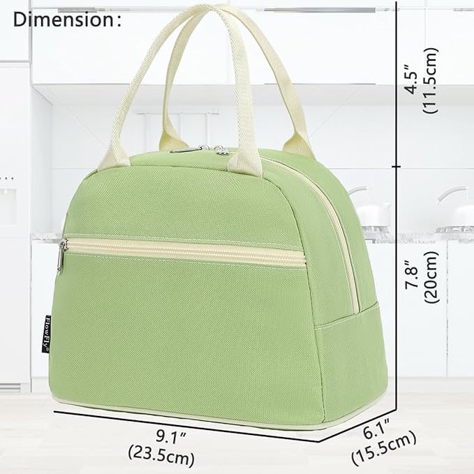 FlowFly Lunch Bag Tote Bag Lunch Organizer Lunch Holder Insulated Lunch Cooler Bag for Women/Men, Prairie Green
