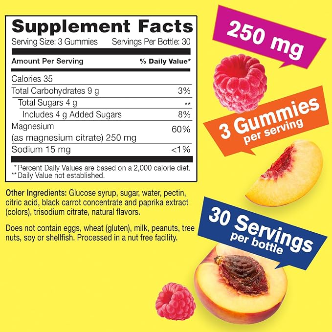 Magnesium Citrate 250mg + Vitamin D3 5,000 IU Sugar Free, Gummies Bundle - Great Tasting, Vitamin Supplement, Gluten Free, GMO Free, Chewable Gummy