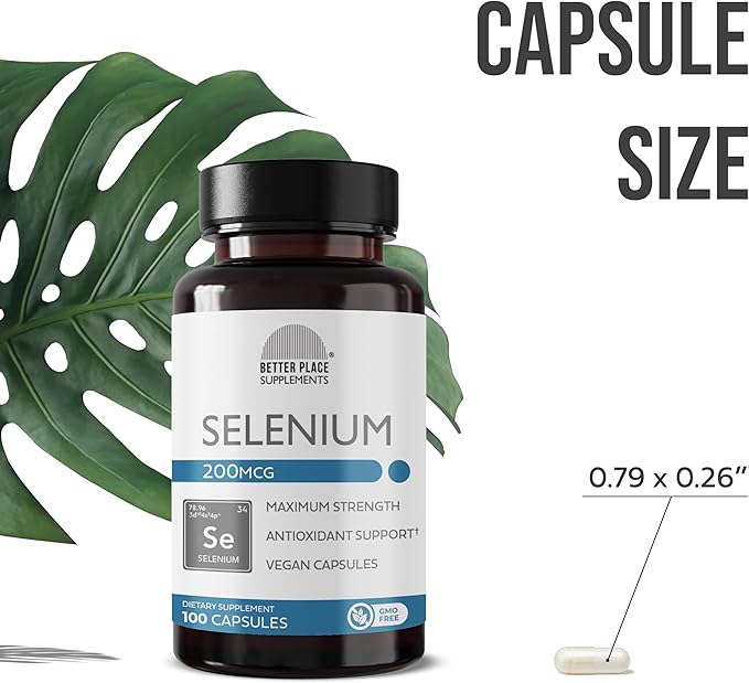 Better Place Supplements Selenium, 200mcg - 100 Vegetarian Capsules | Supports Immune System & Healthy Cellular Function (1)