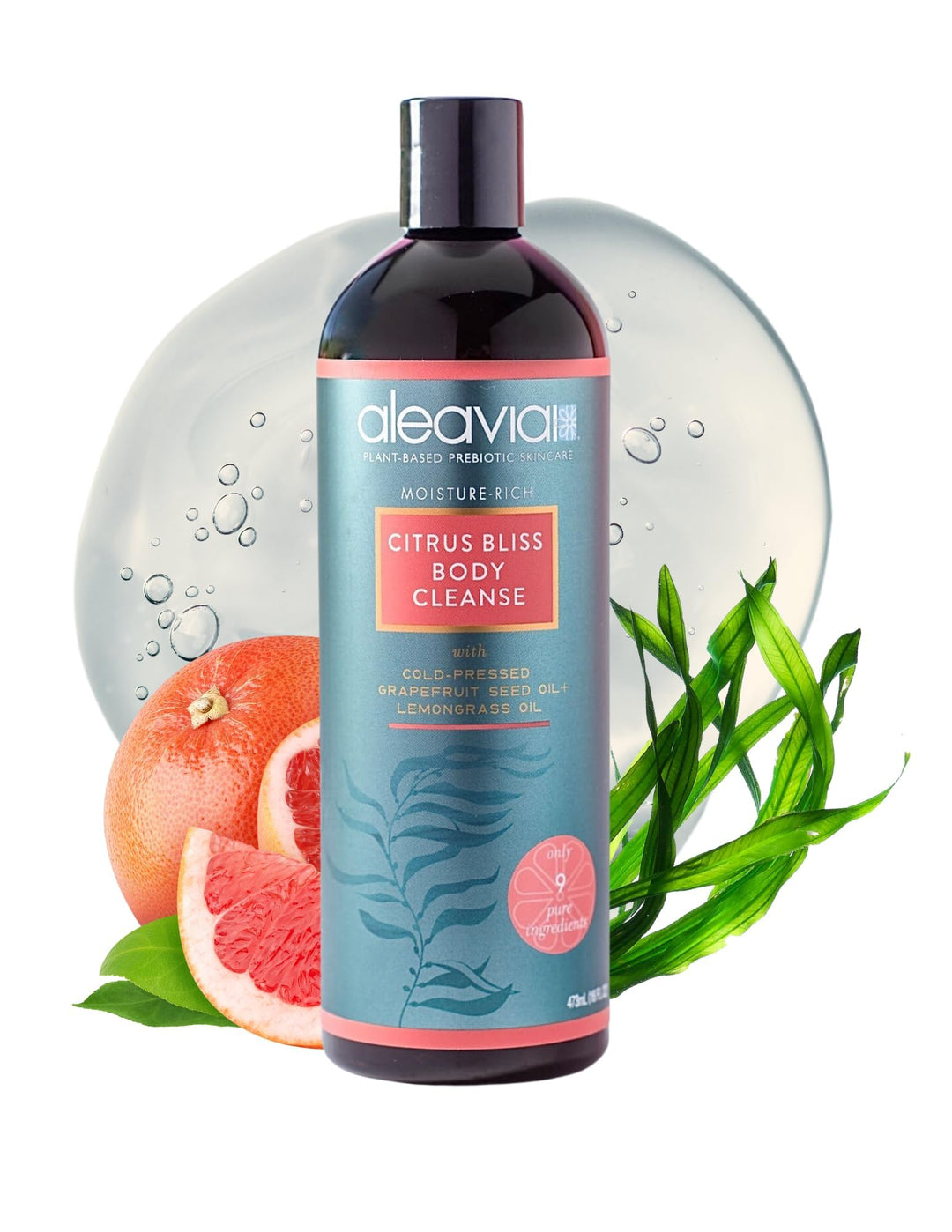 Aleavia Citrus Bliss Body Cleanse - Organic & All-Natural Prebiotic Body Wash, Scented With Pure Essential Oils - Nourish Your S