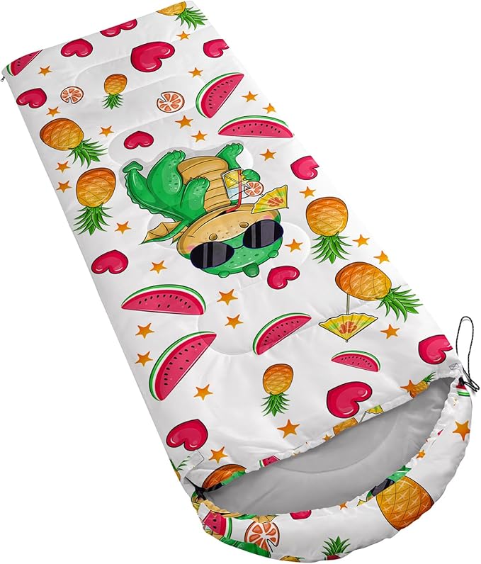 AILONEN Cartoon Fox Camping Sleeping Bag for Boys Girls Adults,Lightweight & Waterproof,3 Season Warm & Cold Weather,Portable,Kawaii Fox Printed Sleeping Bag,Traveling,Camping,Hiking