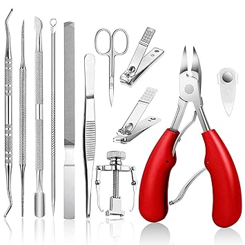 12PCS Ingrown Toenail Tool Treatment Pedicure Tools，Ingrown Kit Nail Clipper Set By JTIEO