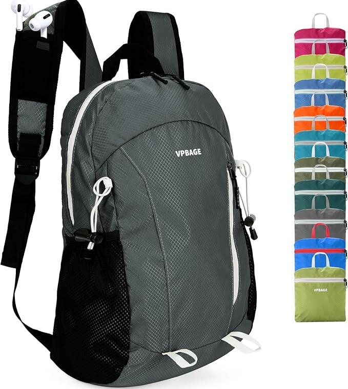 15L Water-resistant Hiking Daypack, Small Backpack Travel Outdoor, Lightweight Day Pack with Tool Loops