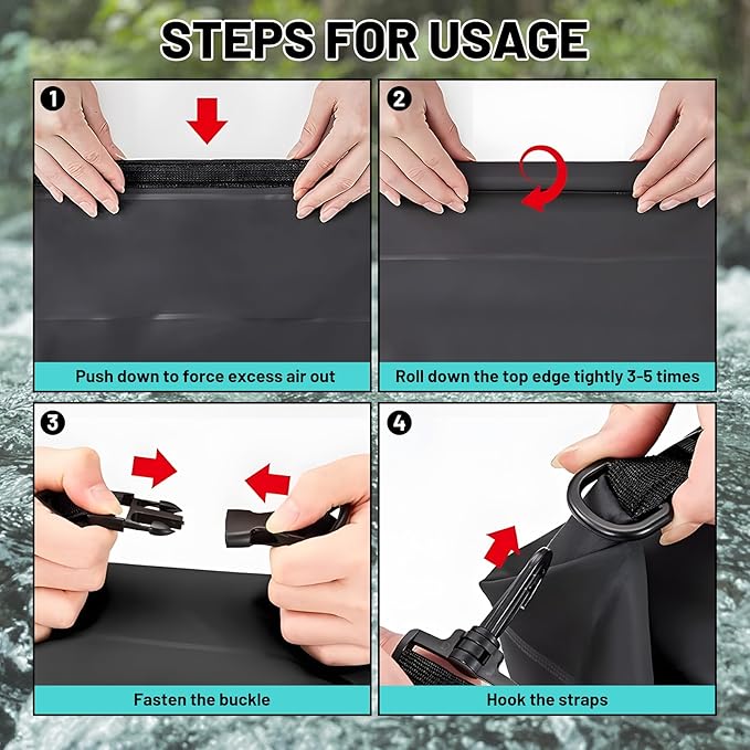 Waterproof Dry Bag,Roll Top Red and Black Geometric Waterproof Backpack 5L/10L/20L Floating and Lightweight Bags for Kayaking, Boating, Fishing, Swimming and Camping with Waterproof Phone Case