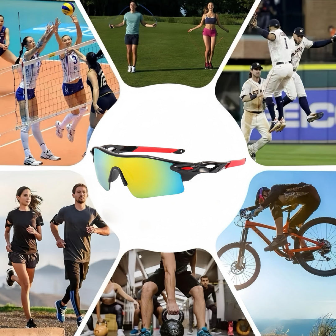 swanoble UV400 2 Sports Sunglasses for Kids Cycling,Light frame Sunglasses for Boys Girls,Youth Softball Baseball Golf (Transparent Green+black Red)