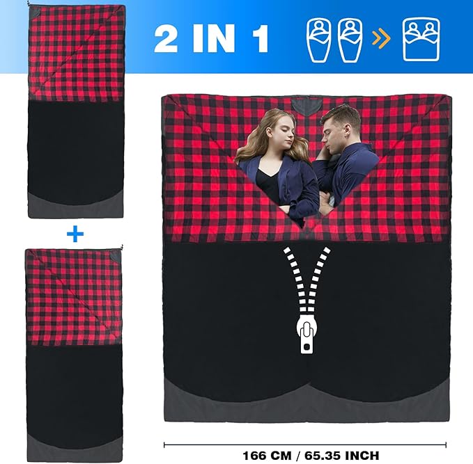 Backpacking Flannel Sleeping Bag Lightweight for Adults Hiking Ultralight Compact Sleeping Bag Portable Warm Weather Summer with Compression Sack