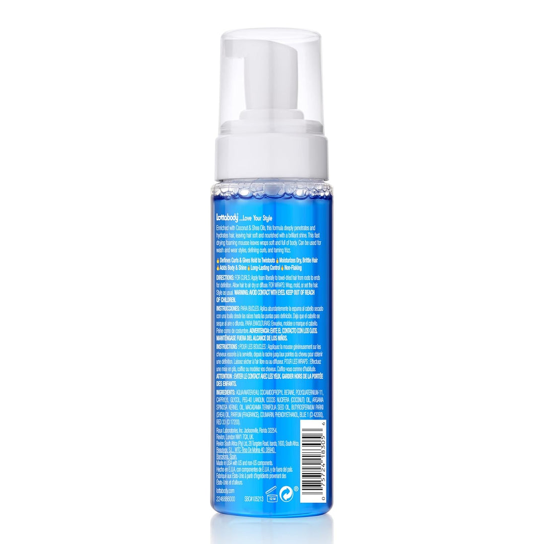 Lottabody Coconut Oil & Shea Curl Mousse | Anti-Frizz, Soft Wraps | 7 Fl Oz (2-Pack)