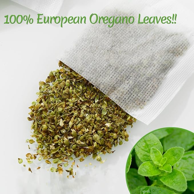 Premium 50 Oregano Tea Bags, Made with 100% Natural Oregano Leaves, No Additives & Caffeine Free.